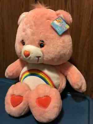 CARE BEARS CHEER BEAR 26â? JUMBO Pink Plush Rainbow Belly 2002 Stuffed Animal NWT