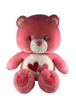 Vintage 2002 TCFC Care Bears Love A Lot Bear Pink Hearts Large Plush 25â?