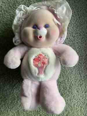 RARE Vintage Care Bears Cubs Share Bear Baby Doll Plush Flocked Face 1986 11