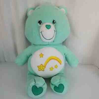 HUGE 26â? Care Bears Wish Bear Jumbo Teal Green Pillow Plush Stuffed Animal 2004