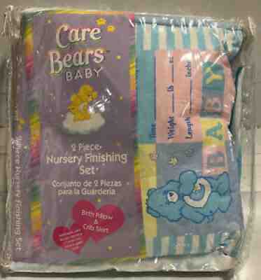 Vintage CARE BEAR Rainbow 2 Pc Nursery Finishing Set - Birth Pillow & Crib Skirt