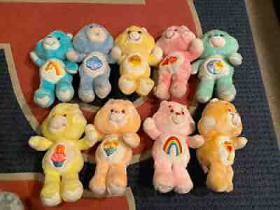9 Care Bears Vintage Plush Lot 80s Bedtime Funshine Grumpy Cheer Birthday Wish
