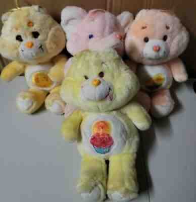 Vintage Care Bears Plush lot 1983 Sunshine Birthday Sunflower& '84 Lotsa Heart
