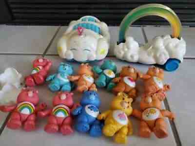 15 pc Care Bears vintage Lot Cloud and Rainbow Roller Car Chairs Figures PVC
