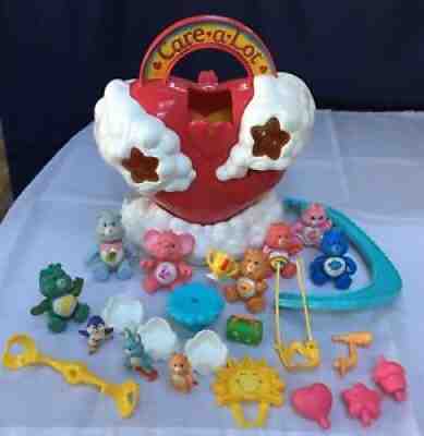 Vintage Care Bears carry case playset, AND Cloud Car, AND 6 bears, 4more figures