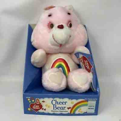 Rare Attached w/Box Vintage Cheer Bear Care Bears 1984 Stuffed Plush Kenner