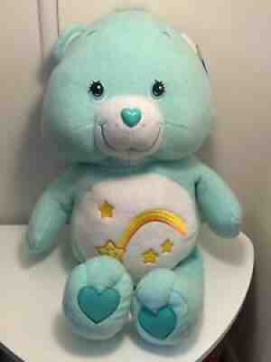 ð??¥NWT 26â? Care Bears Wish Bear Jumbo Teal Green Fluffy Plush Stuffed Animal 2004
