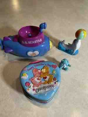 Care Bears Set - S.S.Seastar Submarine, Seal, Valentine ??s Tin W/2 Mini Bears