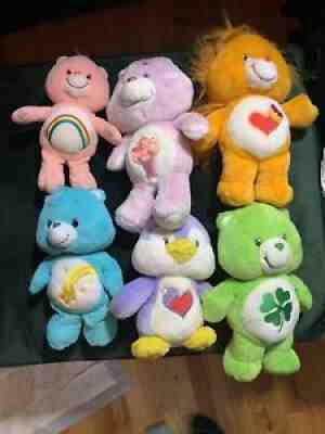 Care Bears Lot Of 6 80s 90s carebears toys plush Lion Lucky Shamrock Rainbow 80s