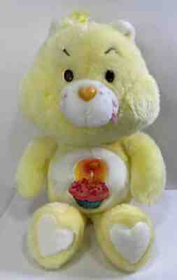 Vintage Care Bear BIRTHDAY BEAR Plush Cupcake Stuffed 1983 Yellow 13