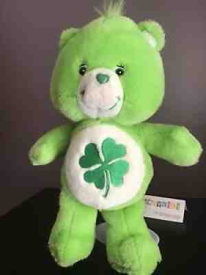 2002 Play Along TCFC Care Bears Green Good Luck Bear 13â? Plush Stuffed Animal