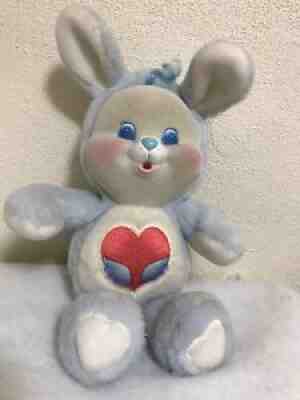HTF Vintage Care Bear Cousin Lil Swift Heart Rabbit Bunny Flocked Face Plush