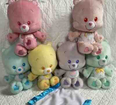 SIX Care Bears Cubs Baby Blue Bedtime Green Good Luck Pink Cheer Bear w/ Diaper