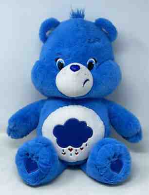 Care Bear Blue Grumpy Sad Plush Fluffy Cloud Tummy Stuffed Animal Large RARE 20