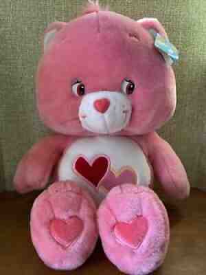 2002 Care Bears Love-A-Lot Bear Jumbo 24â? Pink Plush w/Org Tag EUC