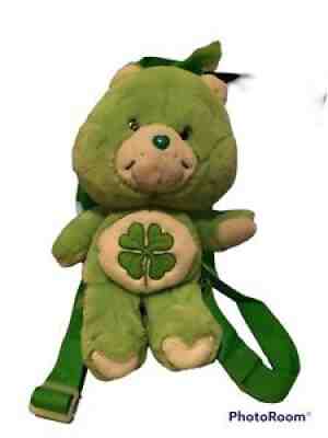 Vintage Care Bears Plush Backpack Green Good Luck Bear Shamrock 2003 GUC 13â?