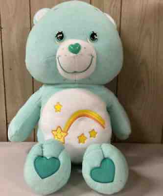 26â? Care Bears Wish Bear Jumbo Teal Green Fluffy Plush Stuffed Animal 2004.