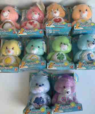 Play Along Care Bears Complete Set Of 10 RARE Find 2002 Plush VTG New In Boxes
