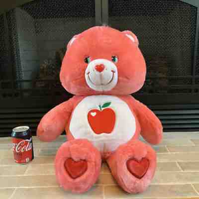 CARE BEARS Pink Smart Heart Bear Plush Red Apple Jumbo 24â? from 2005 Stuffed