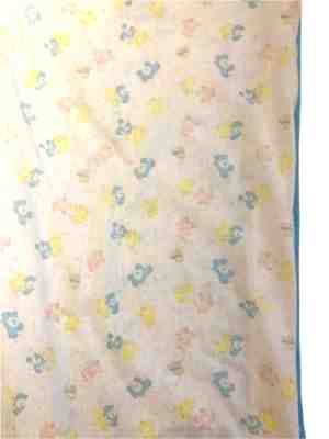 Vintage 1980s Care Bears Baby Blanket Small Comforter Blue Liner 53