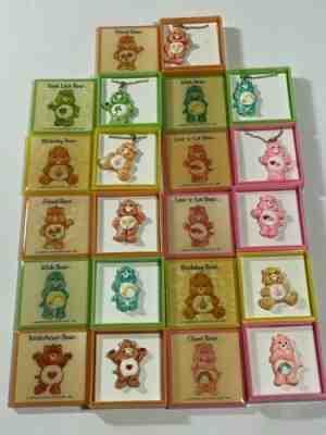 Vintage 1985 Care Bears Lot Of 11 Necklaces & Pins In Trinket Box PRIVATE LISTIN