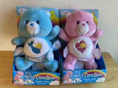 Rare Care Bear Make A Wish Baby Tugs Tumble Baby and Baby Hugs NIB 2004