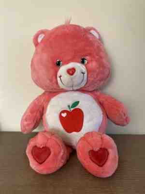 CARE BEARS Pink Smart Heart Bear Plush Red Apple Jumbo 24â? from 2005 Stuffed