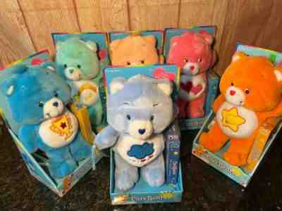 NEW LOT OF 6 2002 PLAY ALONG CAREBEAR PLUSH FIGURES W/ VHS 12
