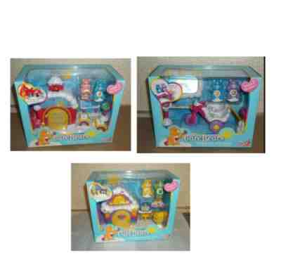 Care Bears Care-a-lot Motorcycle, School, Funshine House Playsets New