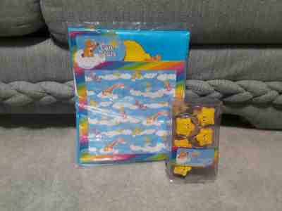 UNUSED & NEW RARE CARE BEARS VINYL SHOWER CURTAIN & STAR SHOWER CURTAIN HOOKS 04