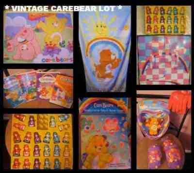 CARE BEARS Vintage Lot CHECKERS TOWEL DVD LUNCH BOX~BIKE BAG n PADS~BOOK COVERS