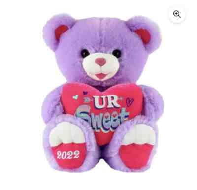 14'' Way To Celebrate Valentine ??s Day Large Sweetheart Teddy Bear 2022, Purple