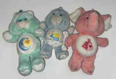 Vintage Care Bears 1980s Bedtime Bear and Tugs, 2004 Cousin Lotsa Heart Lot â¤ï¸