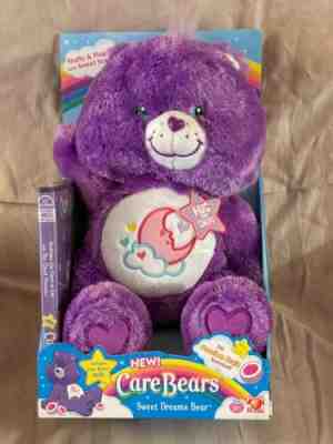 SWEET DREAMS Care Bear Plush 2006 Floppy Fluffy NEW with DVD Plush RARE Purple