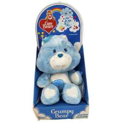 Care Bear 13in Grumpy Bear Stuffed Plush In Box Vintage 1983 Kenner Blue White