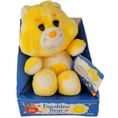 Vintage 1980â??s Kenner Care Bears Funshine Bear Yellow 13â? Stuffed Plush in Box