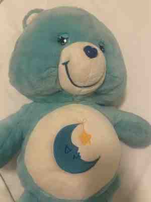 CARE BEARS 2002 Bedtime Bear Plush Blue Moon & Star Heart Jumbo 2FT Hugable