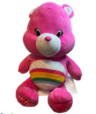 Care Bear  ??Cheer ? Jumbo Rainbow Bear Pink Plush Toy 2015 Stuffed Animal HUGE!
