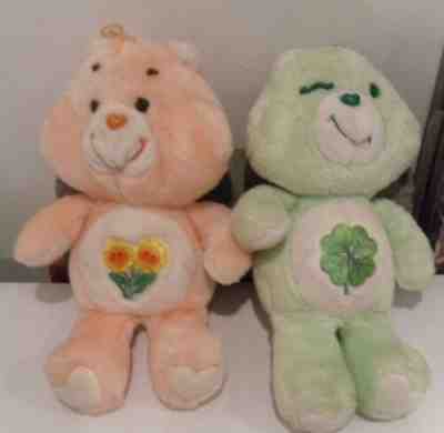 VINTAGE LOT OF 2 CARE BEARS - Green Good Luck and Peach Sunflower 13