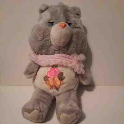Vintage 1983 Kenner Care Bears Grey GRAMS Bear with Pink Shawl Scarf 15