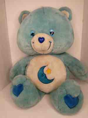 CARE BEARS 2002 Bedtime Bear Plush Blue Moon & Star Heart Jumbo 2FT Hugable