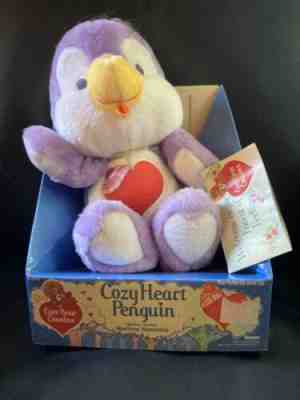 Vintage Care Bear Cousins Cozy Heart Penguin in Original Box Kenner 1984 Purple