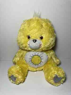 2007 Care Bears Crystal Eyes Bear Yellow Stuffed Animal Plush Crown 10â? Funshine