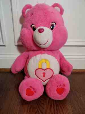 HUGE 21â?Care Bears Secret Bear Jumbo Pink Lock Heart Fluffy Plush Stuffed 2016