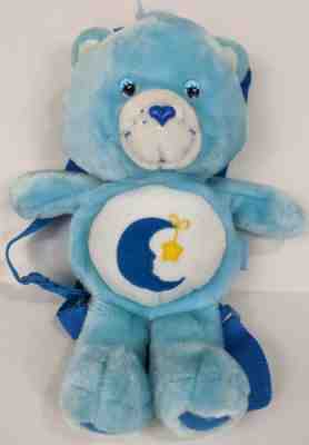 2003 Care Bears Blue Bedtime Bear Backpack Sleepy Stuffed Plush Toy Bag Moon