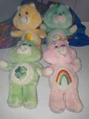 4 Vintage 1983 Care Bears: Good Luck, Rainbow, Sleepy Time, and Sunshine Bear
