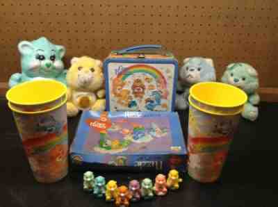 Vintage Care Bears Mixed Lot Plushies Lunchbox Cups Puzzle Figurines Bank