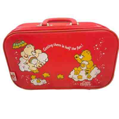 Vintage Care Bears Red Suitcase 1980s 1983 Used Soft Sided Great preowned Cond