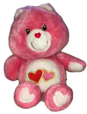 Love-A-Lot Care Bear Plush Pink Double Hearts Vintage Large 16