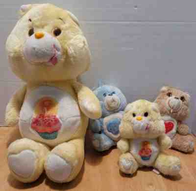 1983 Stuffed Plush Care Bears 1 Giant Bear, 3 Small: Birthday Grumpy Tenderheart